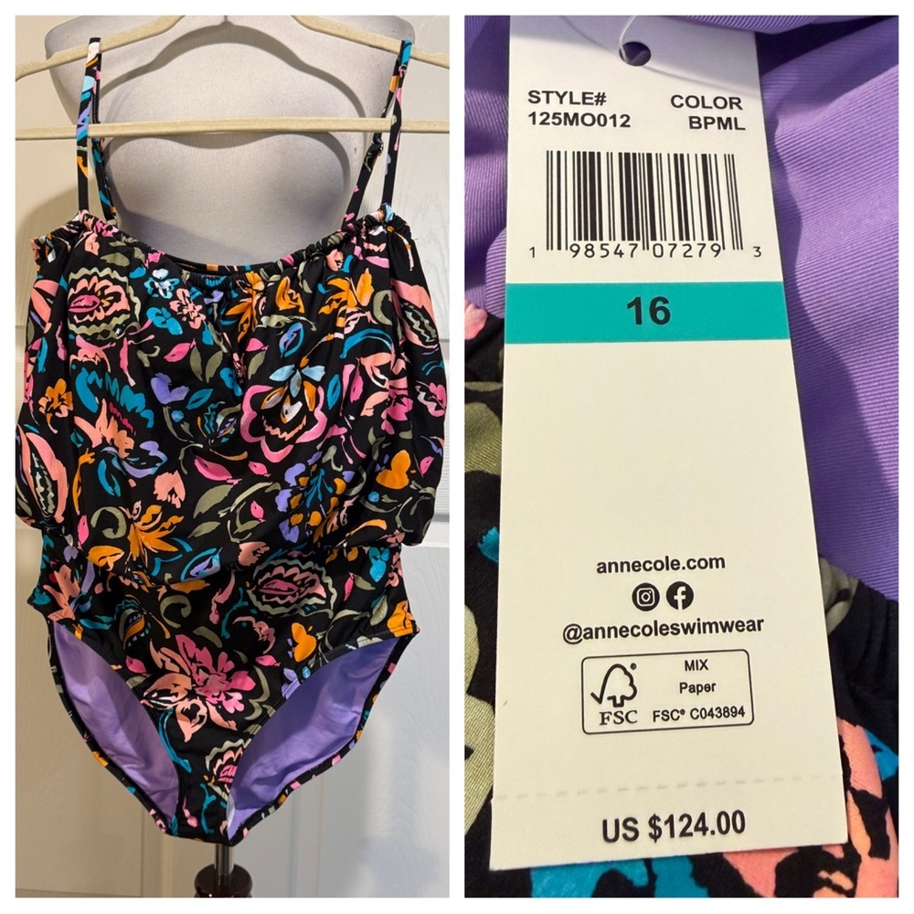 NWT! Anne Cole Floral One-Piece Swimsuit